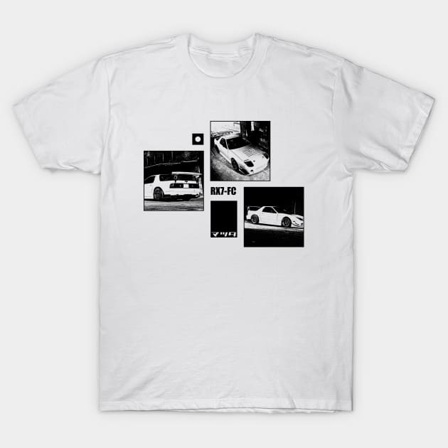 MAZDA RX-7 FC Black 'N White Archive T-Shirt by Cero